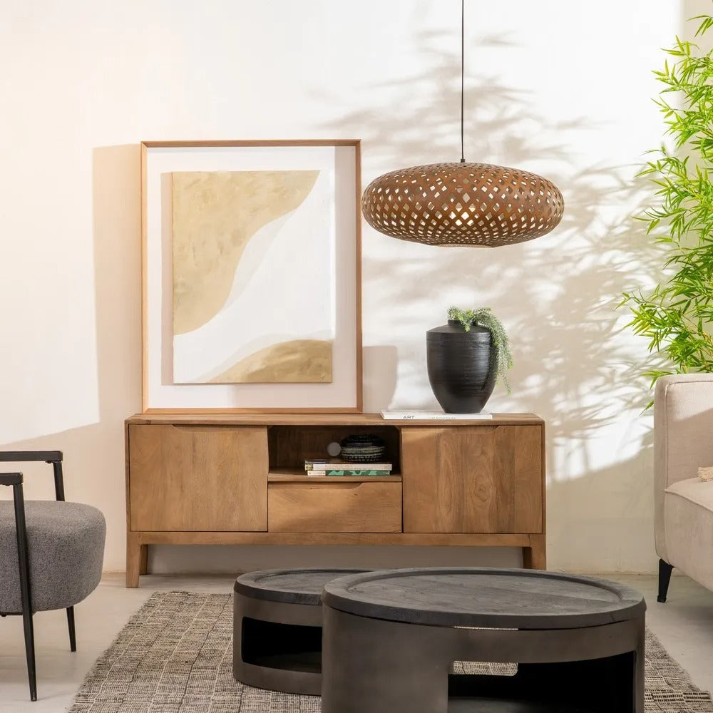 Meuble TV contrasté Parme - Bois miel