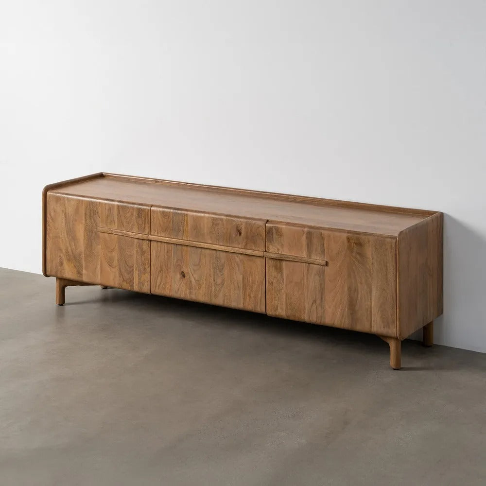 Meuble TV texturé Bologne - Bois de manguier