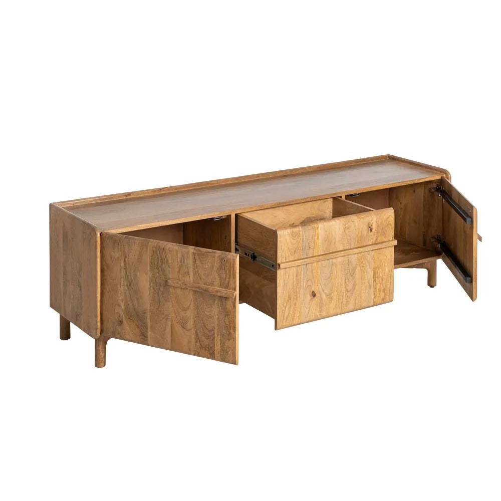 Meuble TV texturé Bologne - Bois de manguier