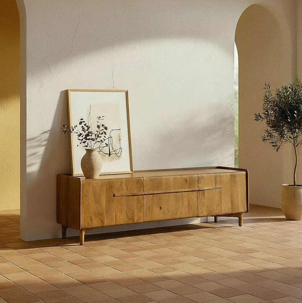 Meuble TV texturé Bologne - Bois de manguier