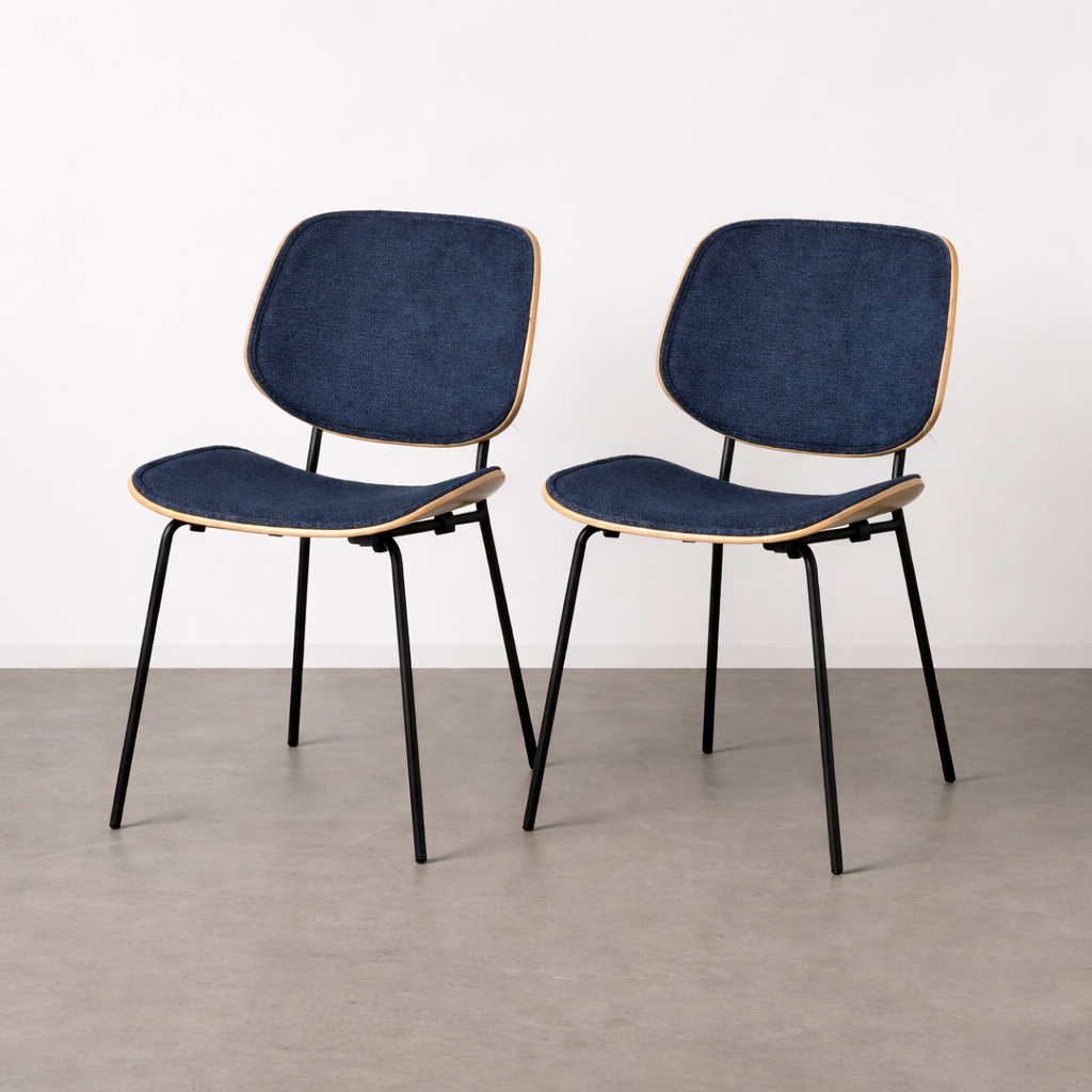 Chaise salle à manger Torino - Bleu - Lot de 2