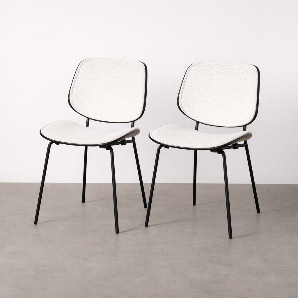 Chaise salle à manger Torino - Blanc - Lot de 2