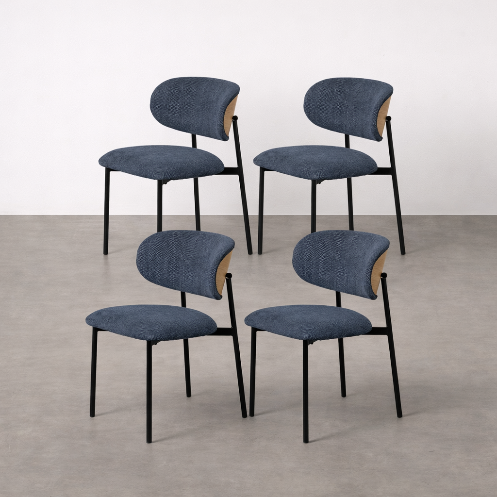 Chaise salle à manger Firenze - Bleu - Lot de 4