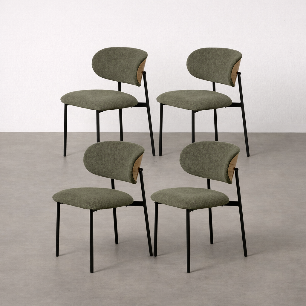 Chaise salle à manger Firenze - Kaki - Lot de 4