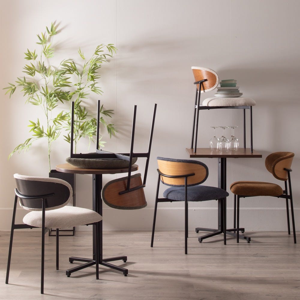 Chaise salle à manger Firenze - Gris - Lot de 4